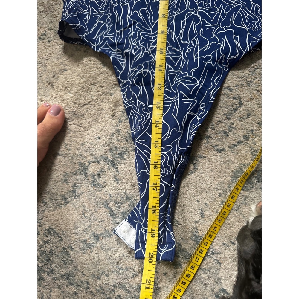 SEFI Silhouette Bodysuit Navy White High Cut Thong Snap Gusset Limited Edition - Picture 3 of 9
